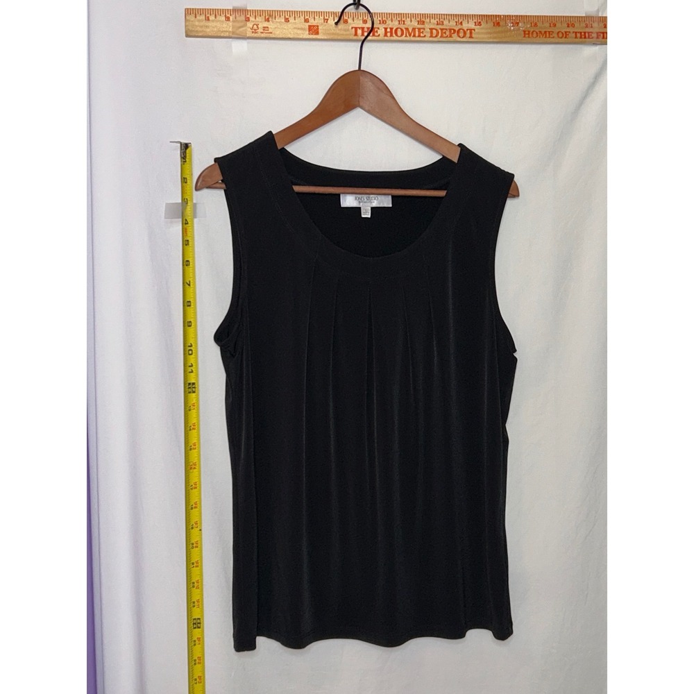 Jones Studio Separates Black Sleeveless‎ Pleated Front Top Women's Size L